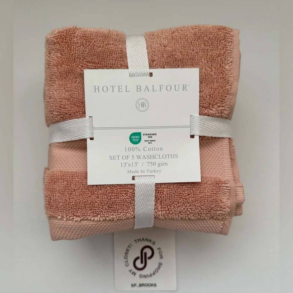 🎁5PC Hotel Balfour Washcloth Set - Rosecloud - 750 gsm - Cotton - Made in Turkey